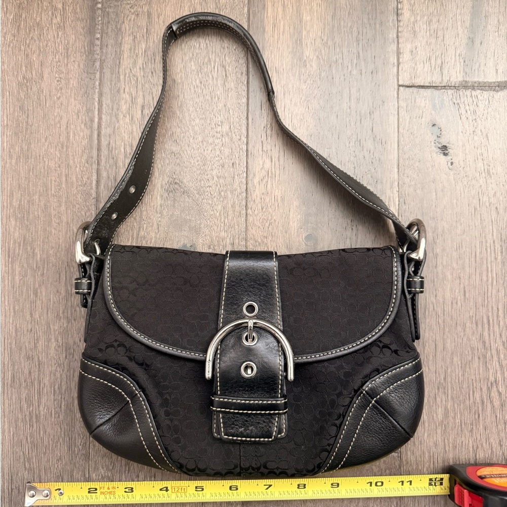 Coach Black Shoulder Bag with Buckle Detail